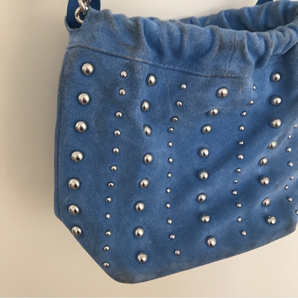 3/$15 Sam Edelman light blue suede and silver studded crossbody purse - Picture 6 of 13